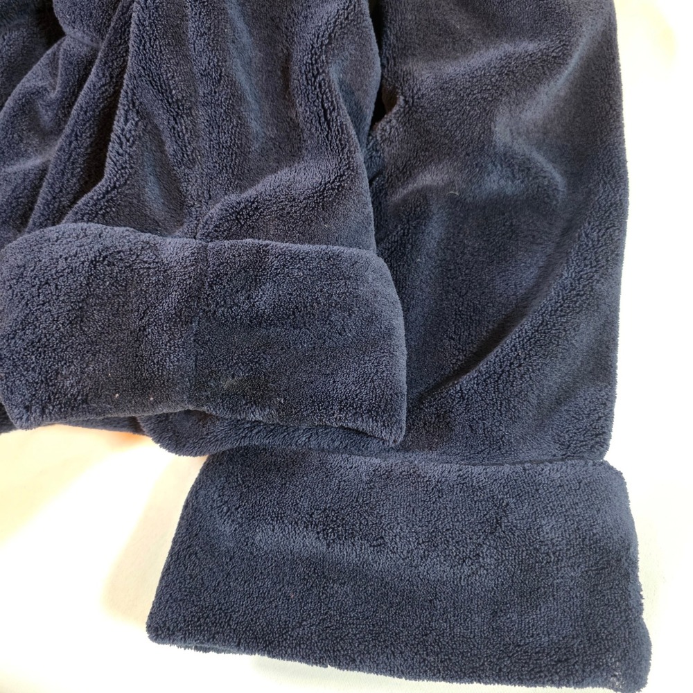 Polo Ralph Lauren Shawl Collar Navy Blue Fleece Robe Unisex One Size Plush - Picture 7 of 7